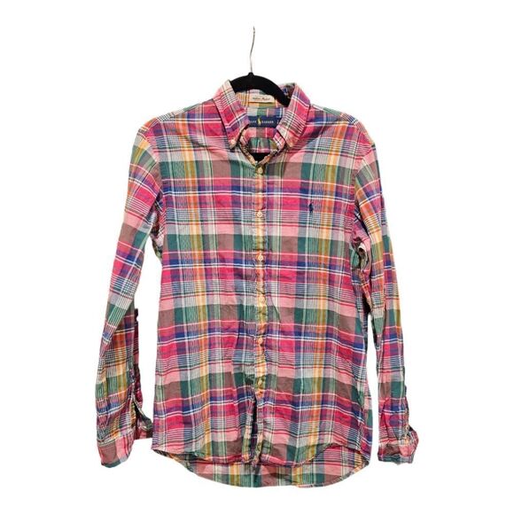 SOLD!! RALPH LAUREN Madras Plaid Cotton Button Down Shirt - Size Small - Picture 1 of 6